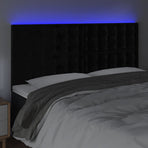 LED Headboard Black 200 cm Velvet