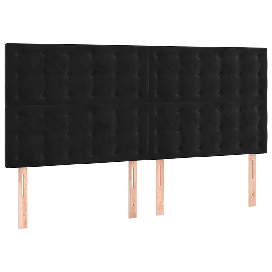 LED Headboard Black 200 cm Velvet