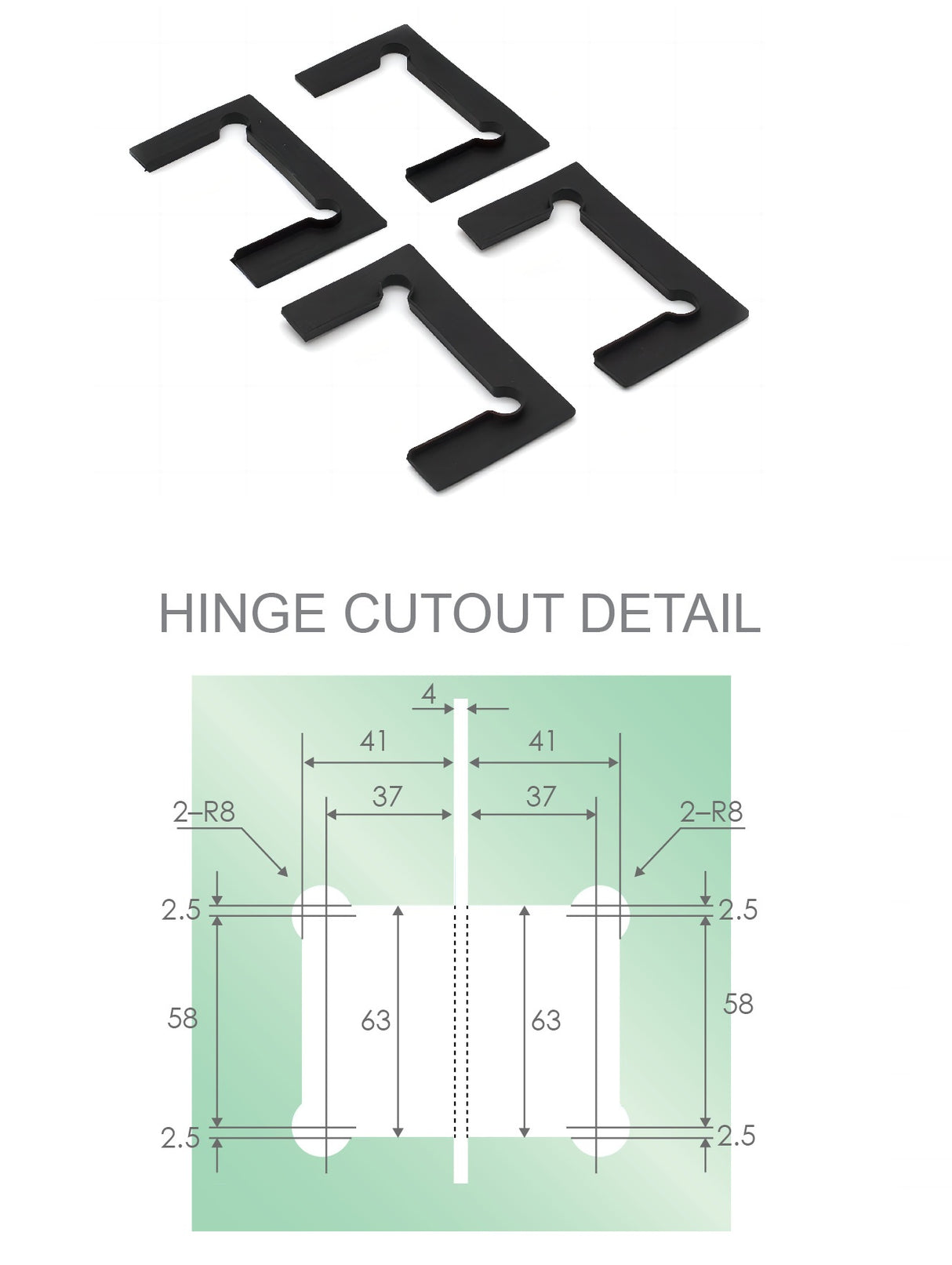 110x70cm Corner Frameless Shower Screen with Black F-Brackets and SS Hinges, Square Double Pull Handle