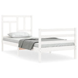 Bed Frame without Mattress White 90x190 cm Solid Wood - Front View