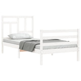Bed Frame without Mattress White 90x190 cm Solid Wood - 45-Degree Angle