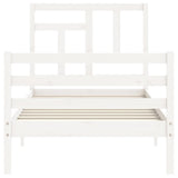 Bed Frame without Mattress White 90x190 cm Solid Wood - Rear View