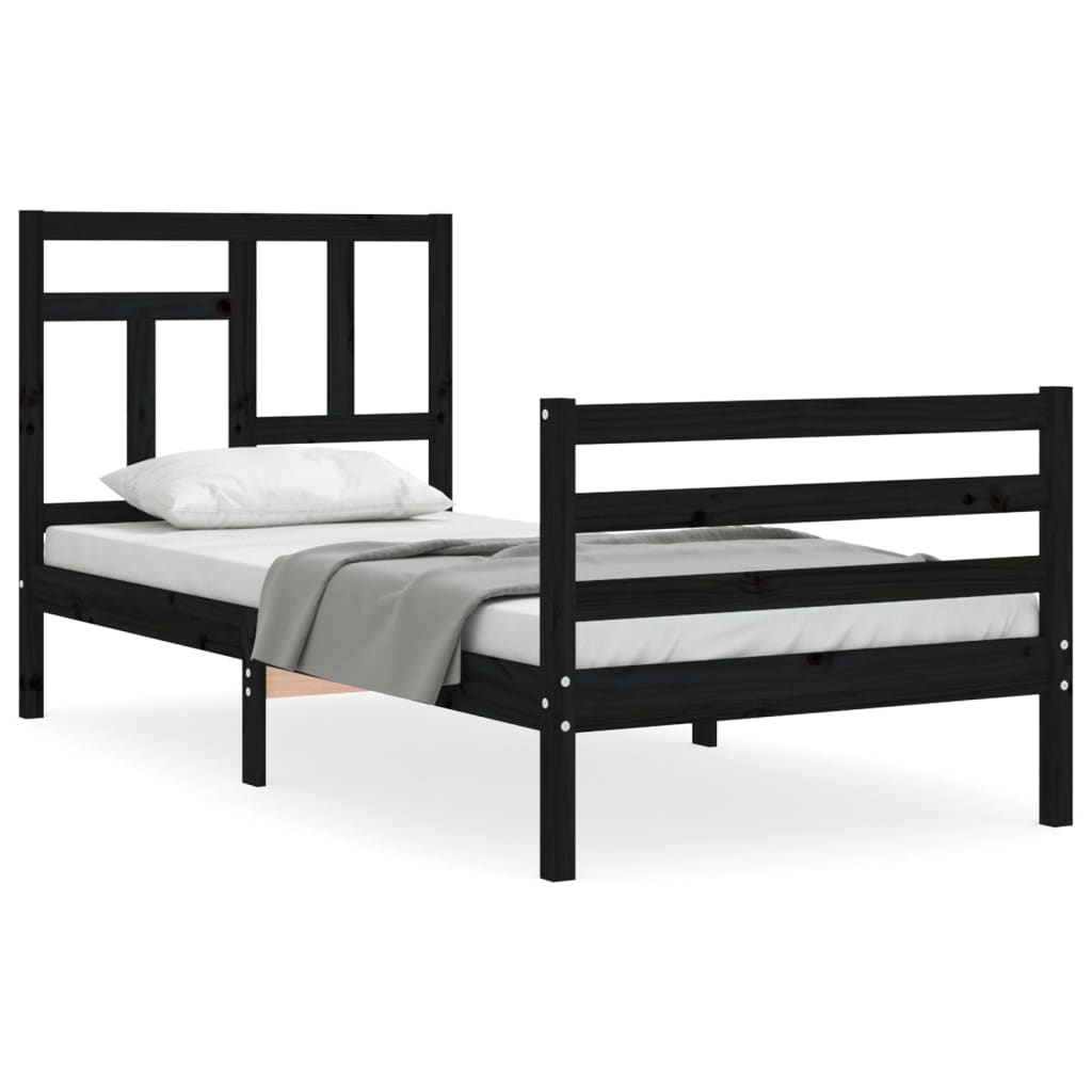 Bed Frame without Mattress Black 90x190 cm Solid Wood