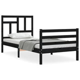 Bed Frame without Mattress Black 90x190 cm Solid Wood