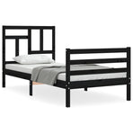 Bed Frame without Mattress Black 90x190 cm Solid Wood