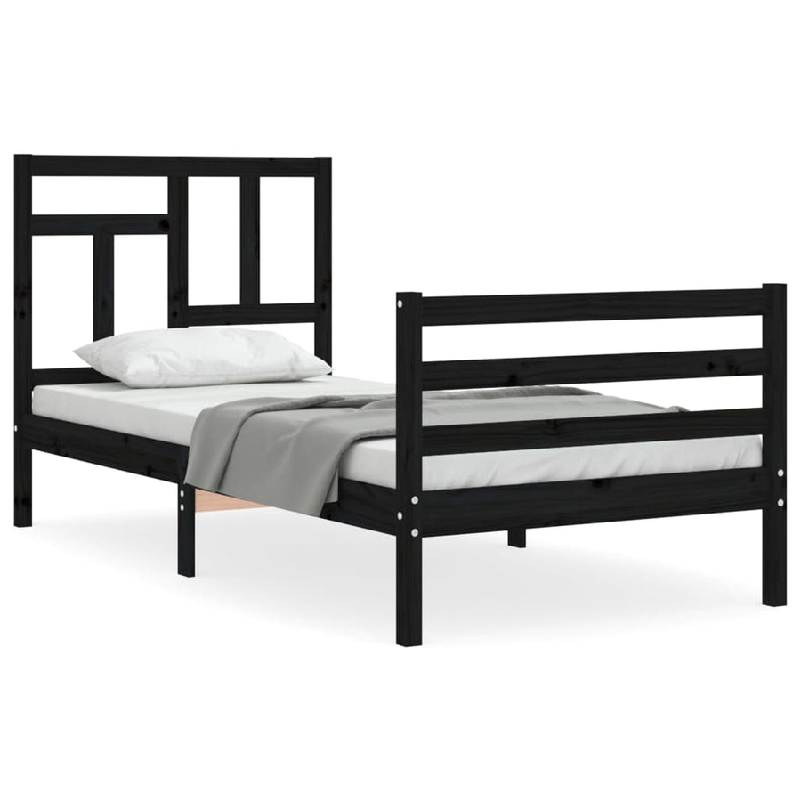 Bed Frame without Mattress Black 90x190 cm Solid Wood