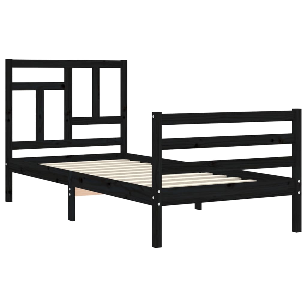 Bed Frame without Mattress Black 90x190 cm Solid Wood