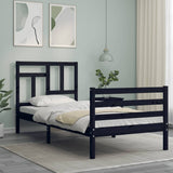 Bed Frame without Mattress Black 90x190 cm Solid Wood