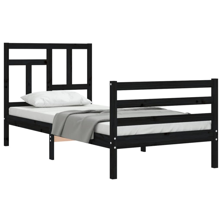 Bed Frame without Mattress Black 90x190 cm Solid Wood