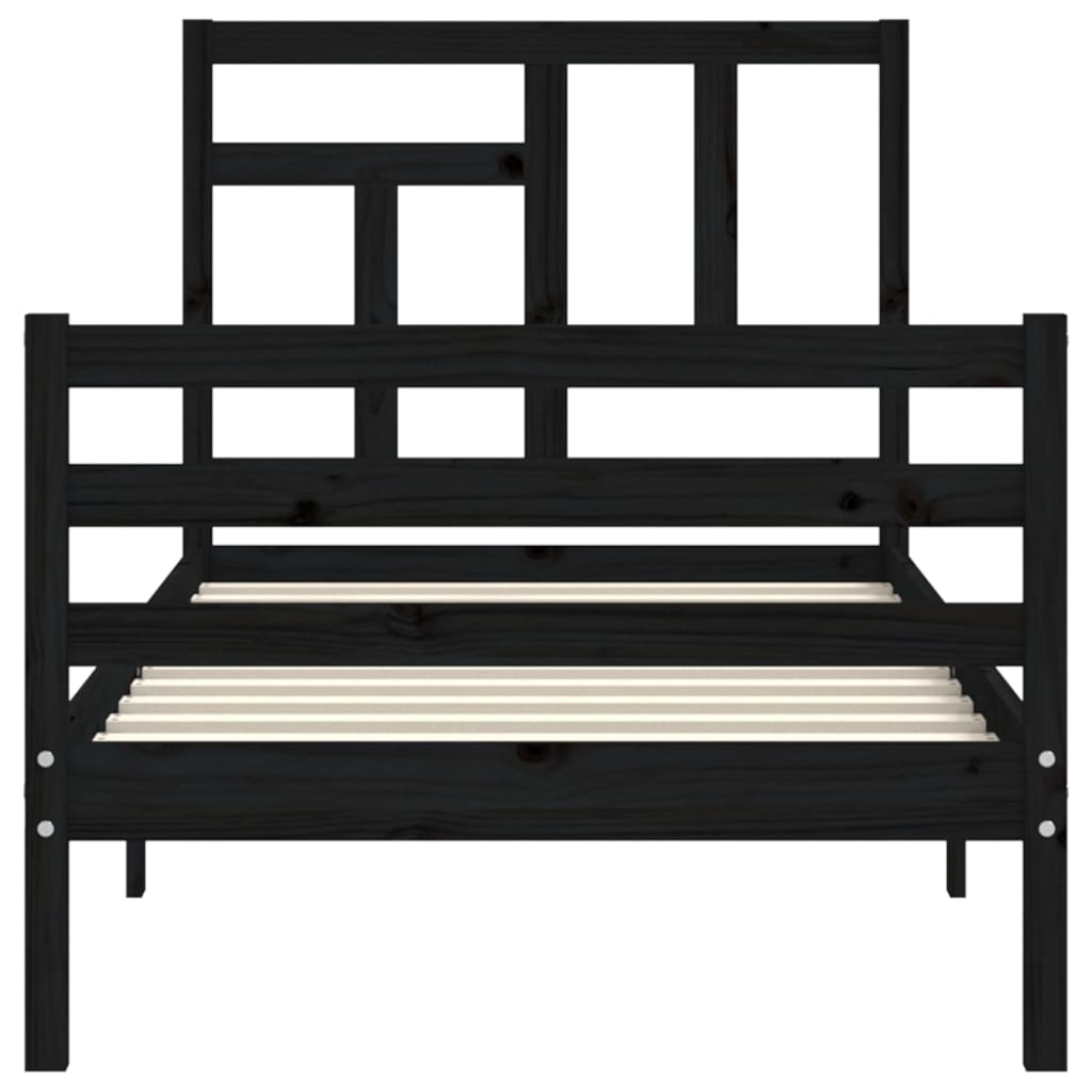 Bed Frame without Mattress Black 90x190 cm Solid Wood