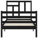 Bed Frame without Mattress Black 90x190 cm Solid Wood