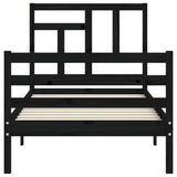 Bed Frame without Mattress Black 90x190 cm Solid Wood - Rear View