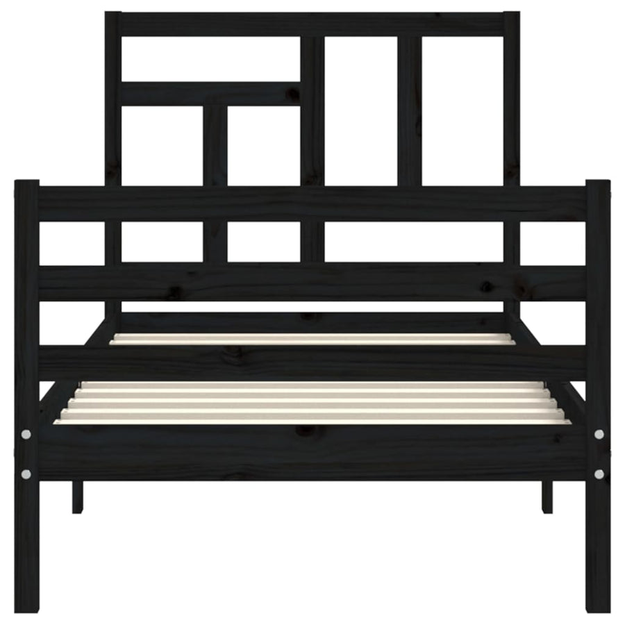 Bed Frame without Mattress Black 90x190 cm Solid Wood