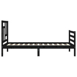 Bed Frame without Mattress Black 90x190 cm Solid Wood - Close-Up Angle