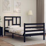 Bed Frame without Mattress Black 90x190 cm Solid Wood