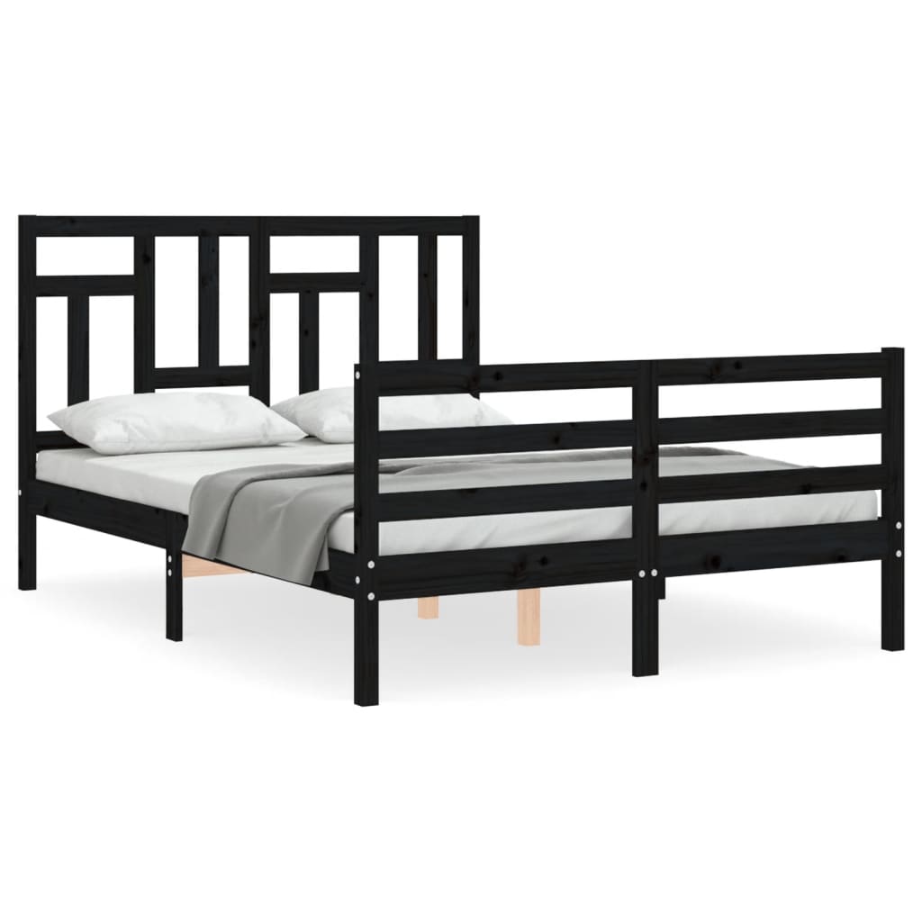 Bed Frame without Mattress Black 135x190 cm Solid Wood