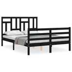 Bed Frame without Mattress Black 135x190 cm Solid Wood