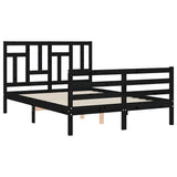 Bed Frame without Mattress Black 135x190 cm Solid Wood