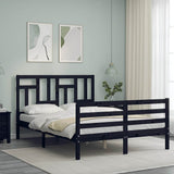 Bed Frame without Mattress Black 135x190 cm Solid Wood