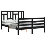 Bed Frame without Mattress Black 135x190 cm Solid Wood - 45-Degree Angle