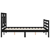 Bed Frame without Mattress Black 135x190 cm Solid Wood - Close-Up Angle