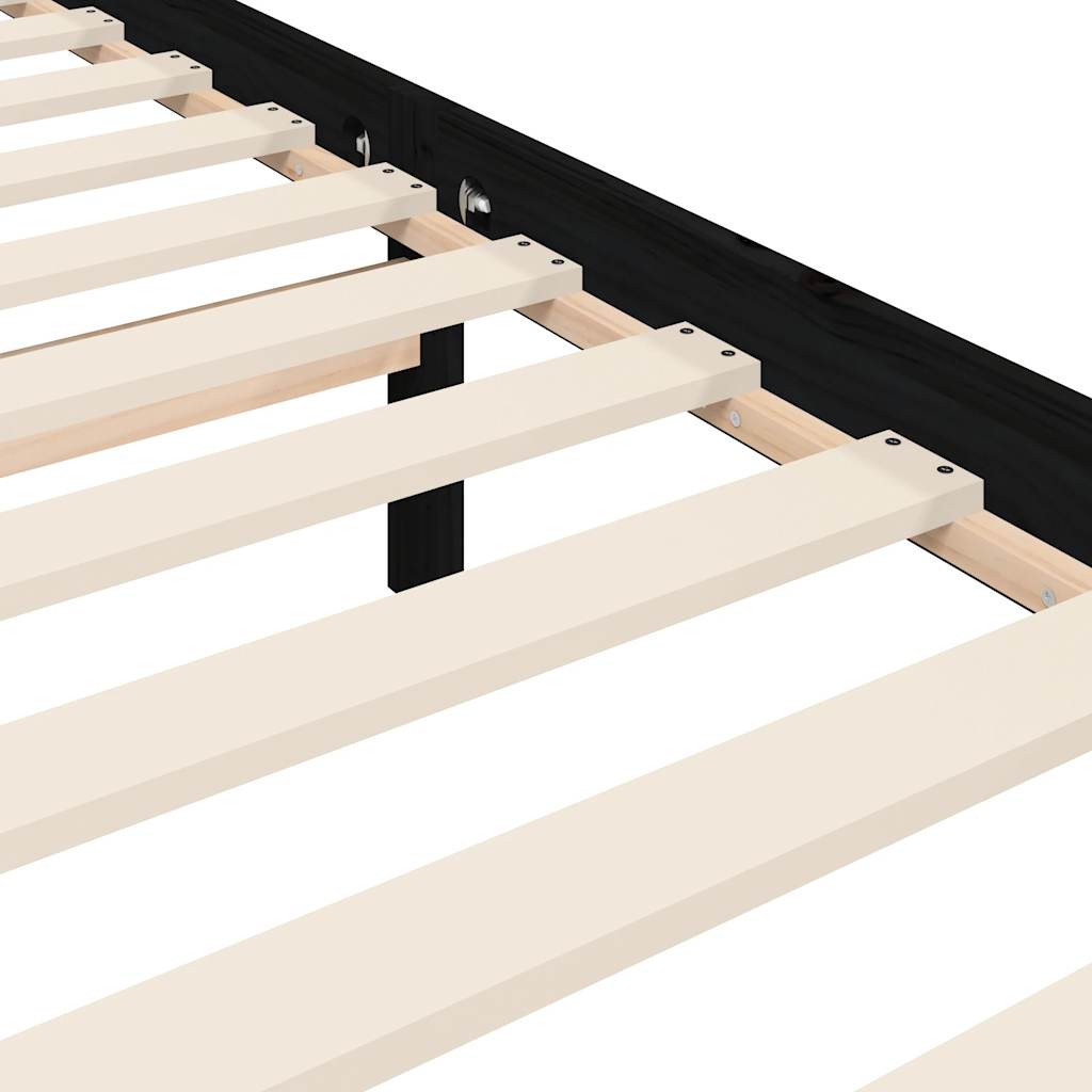 Bed Frame without Mattress Black 135x190 cm Solid Wood