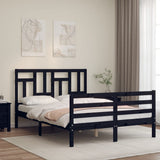 Bed Frame without Mattress Black 135x190 cm Solid Wood