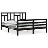 Bed Frame without Mattress Black 150x200 cm Solid Wood