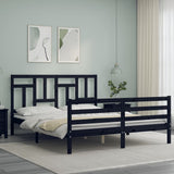 Bed Frame without Mattress Black 150x200 cm Solid Wood