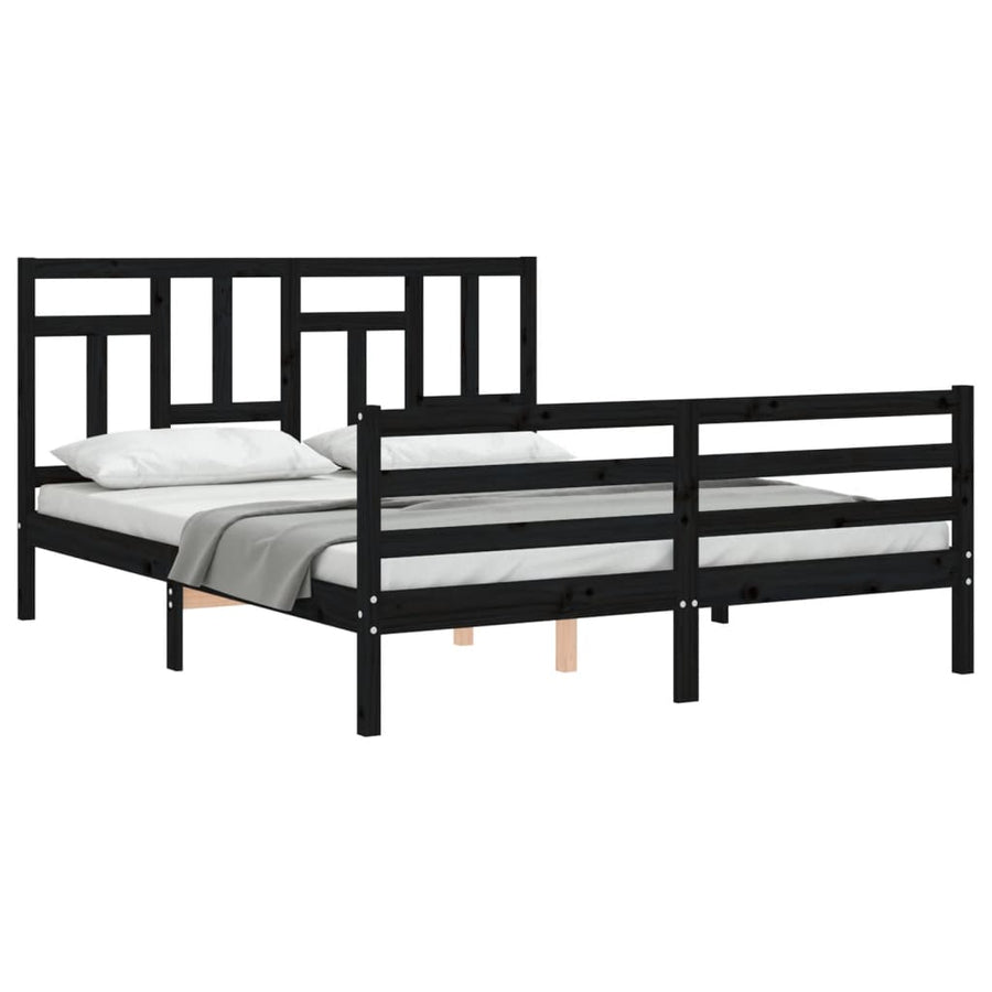 Bed Frame without Mattress Black 150x200 cm Solid Wood