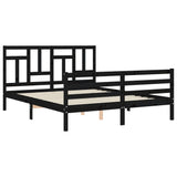 Bed Frame without Mattress Black 150x200 cm Solid Wood - 45-Degree Angle