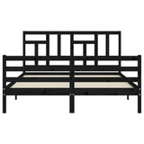 Bed Frame without Mattress Black 150x200 cm Solid Wood - Rear View