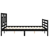 Bed Frame without Mattress Black 150x200 cm Solid Wood - Close-Up Angle