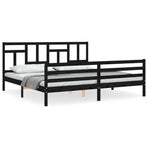 Bed Frame without Mattress Black 183x203 cm King Solid Wood