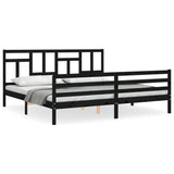 Bed Frame without Mattress Black 183x203 cm King Solid Wood - Front View