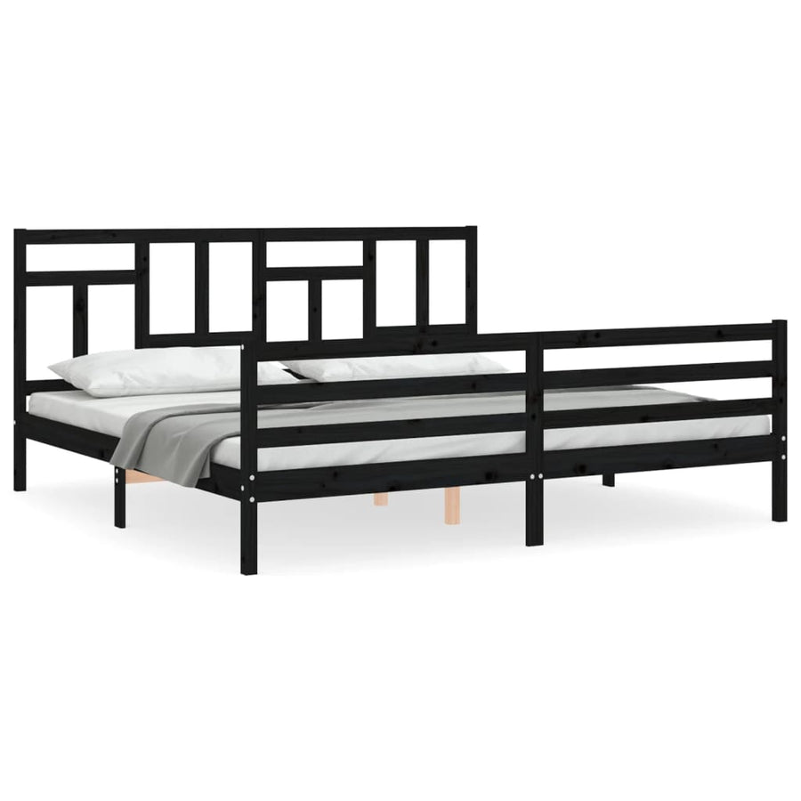 Bed Frame without Mattress Black 183x203 cm King Solid Wood