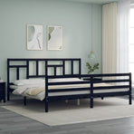 Bed Frame without Mattress Black 183x203 cm King Solid Wood