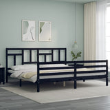Bed Frame without Mattress Black 183x203 cm King Solid Wood - Side View