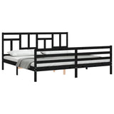Bed Frame without Mattress Black 183x203 cm King Solid Wood