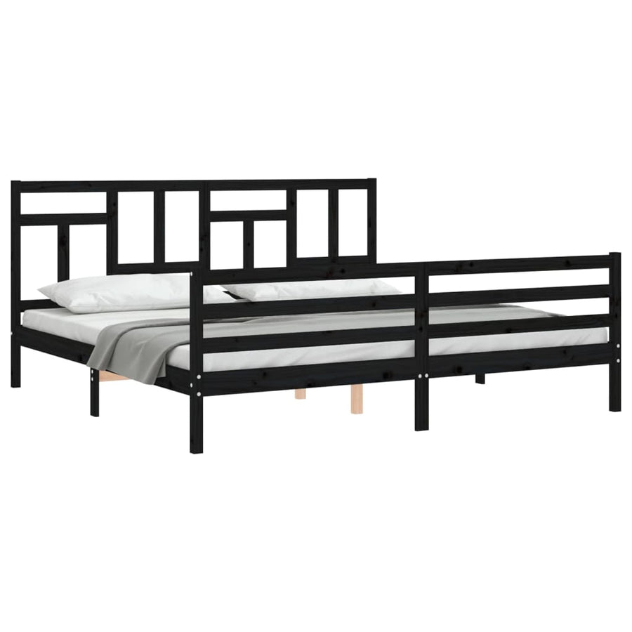 Bed Frame without Mattress Black 183x203 cm King Solid Wood