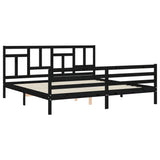 Bed Frame without Mattress Black 183x203 cm King Solid Wood - 45-Degree Angle