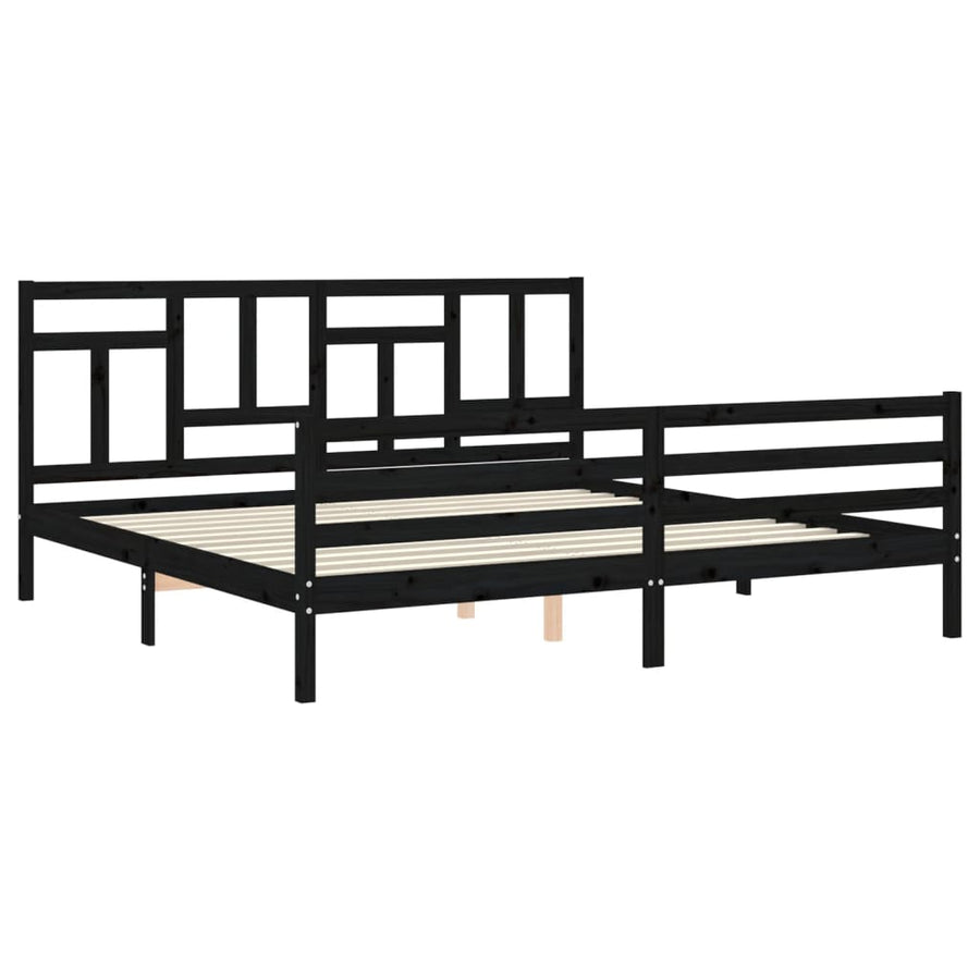 Bed Frame without Mattress Black 183x203 cm King Solid Wood