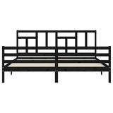 Bed Frame without Mattress Black 183x203 cm King Solid Wood