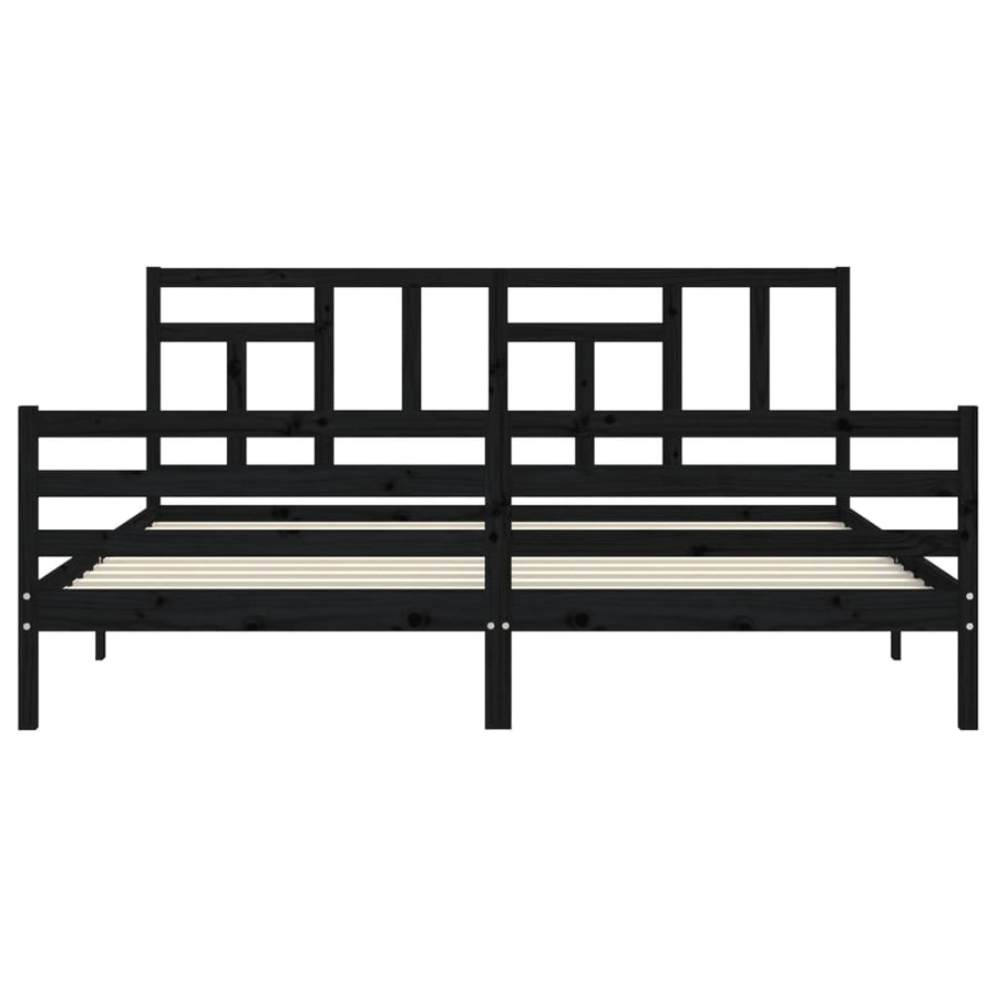 Bed Frame without Mattress Black 183x203 cm King Solid Wood