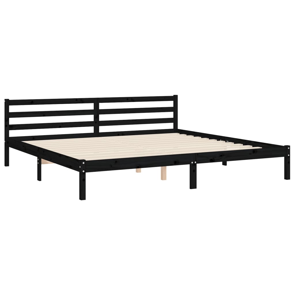 Bed Frame without Mattress Black 183x203 cm King Solid Wood