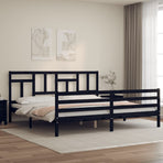 Bed Frame without Mattress Black 183x203 cm King Solid Wood