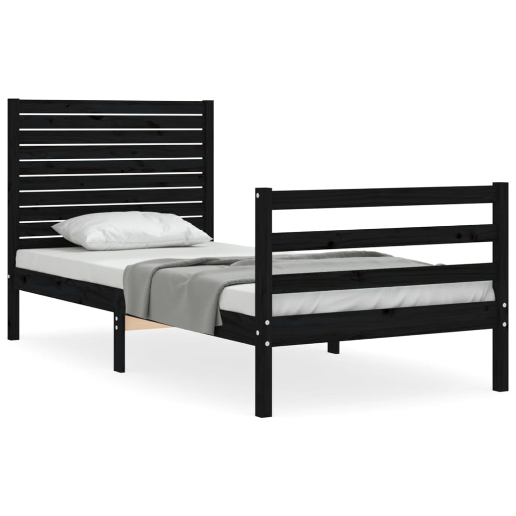 Bed Frame without Mattress Black 90x190 cm Solid Wood