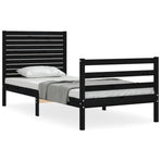 Bed Frame without Mattress Black 90x190 cm Solid Wood