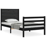 Bed Frame without Mattress Black 90x190 cm Solid Wood - Front View