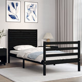 Bed Frame without Mattress Black 90x190 cm Solid Wood